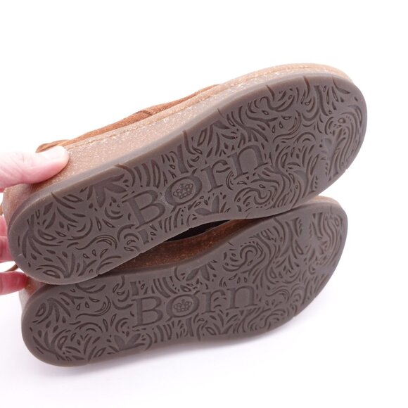 NWOB Born Viana Leather Suede Wedge Ankle Booties Brown Size 6.5 - Picture 6 of 8